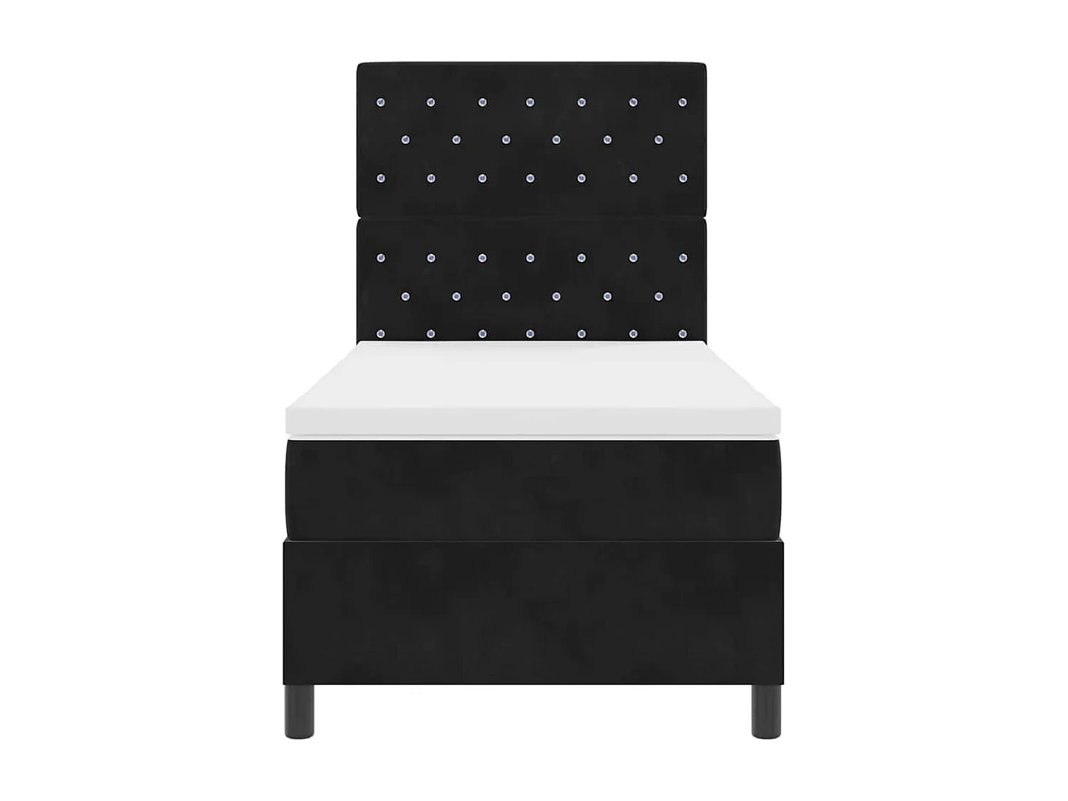 Lit à ressort LED avec matelas Noir 100 x 200 cm tissu