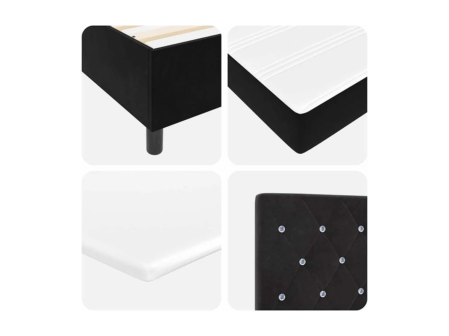 LED Box Spring Bed met matras Zwart 100 x 200 cm Fluweel