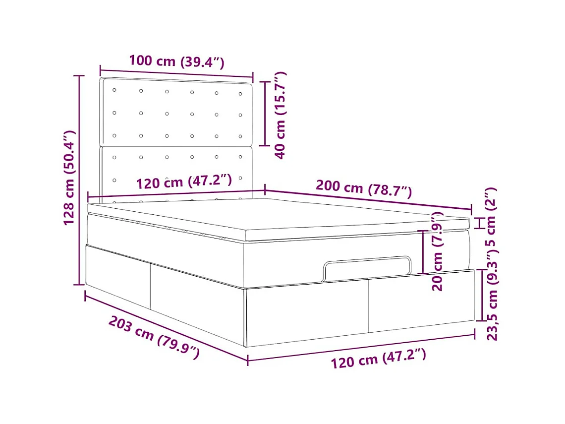 Ottoman bed met matras en LED's 120x200cm kunstleer zwart