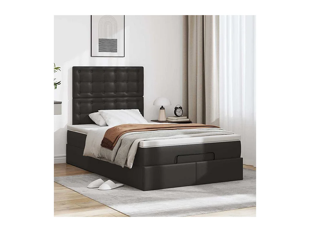 Ottoman bed met matras en LED's 120x200cm kunstleer zwart