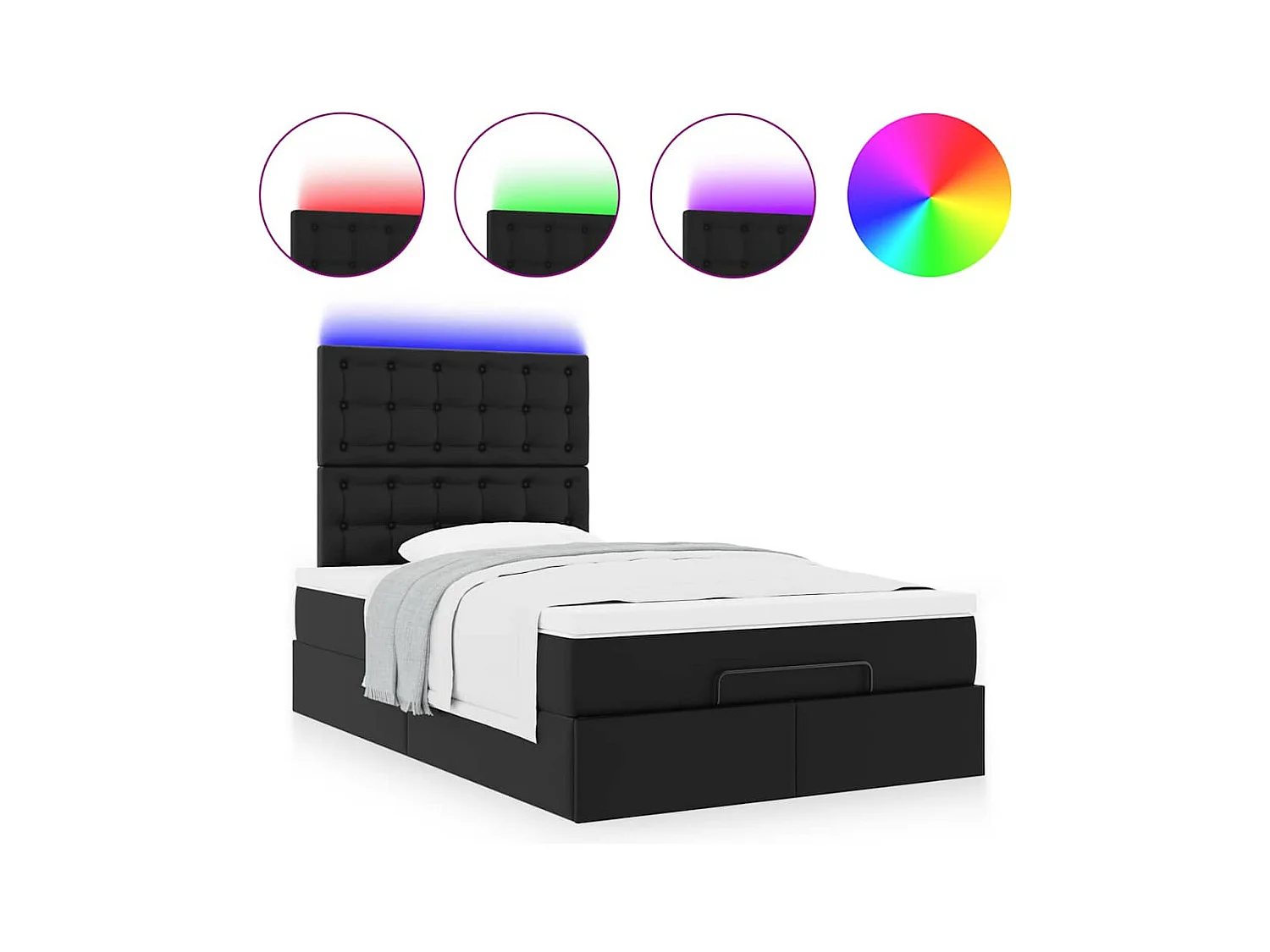 Ottoman bed met matras en LED's 120x200cm kunstleer zwart