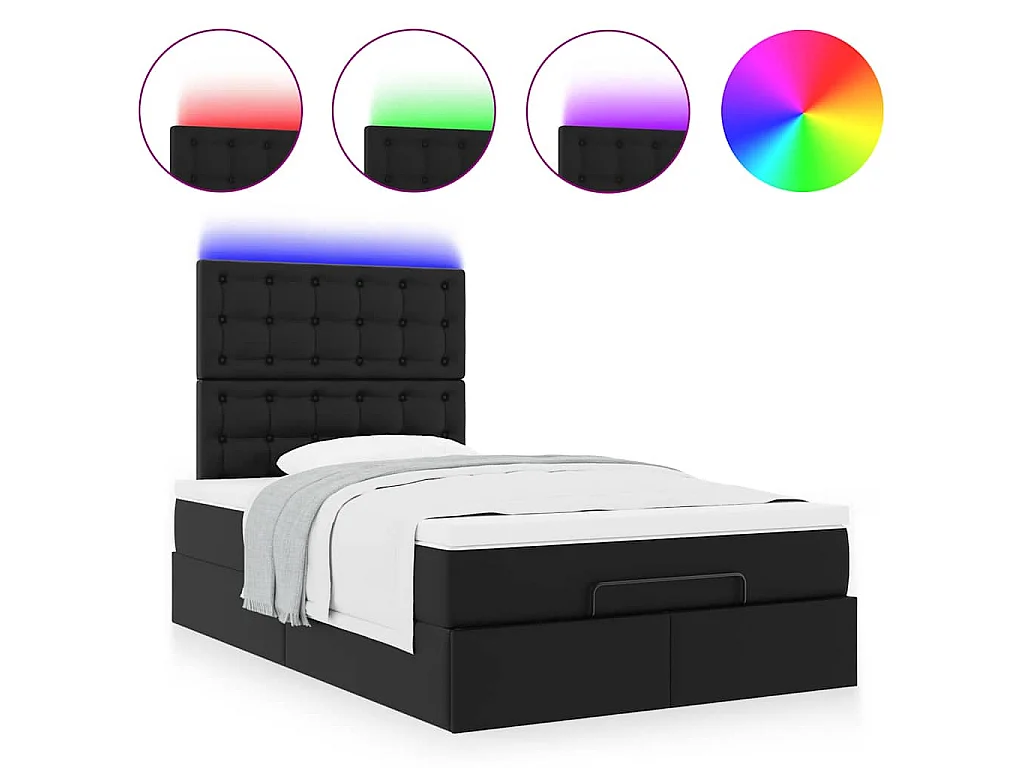 Ottoman bed met matras en LED's 120x200cm kunstleer zwart