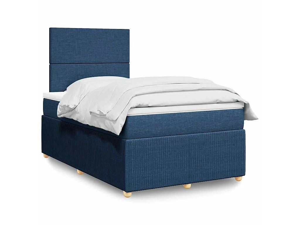 Boxspringbett mit Matratze Blau 120x200 cm Stoff