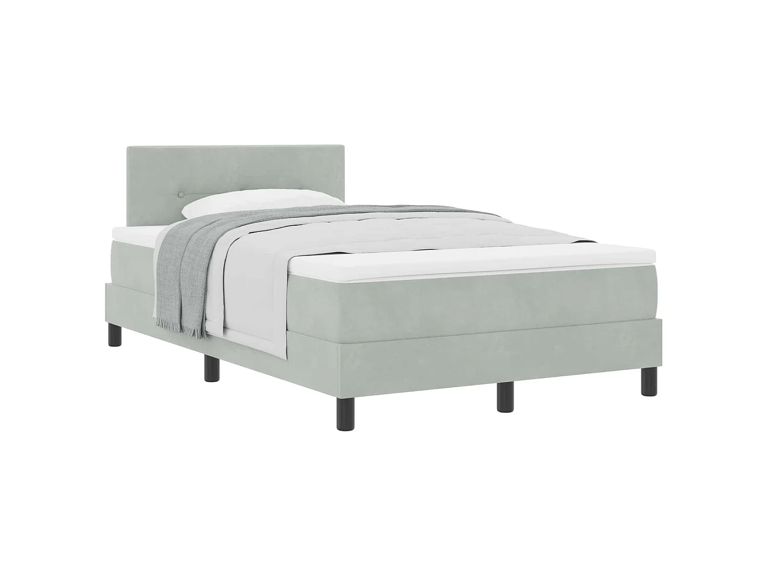 Cama tipo Box Spring Gris Claro 120 x 200 cm Terciopelo