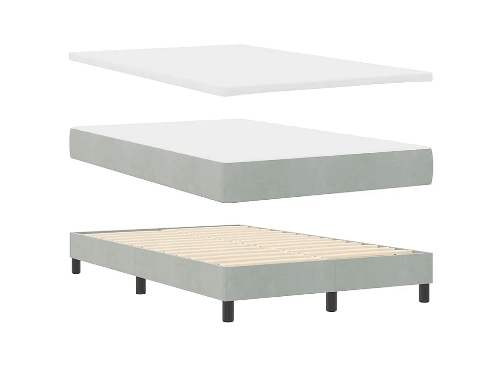 Cama tipo Box Spring Gris Claro 120 x 200 cm Terciopelo