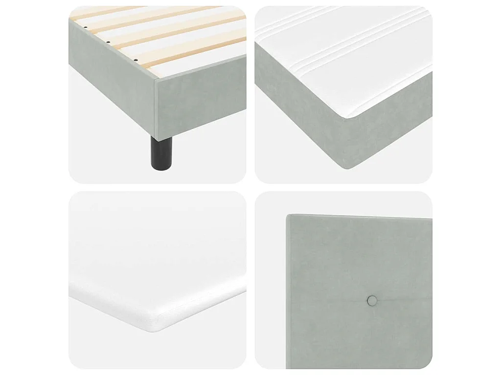 Cama tipo Box Spring Gris Claro 120 x 200 cm Terciopelo