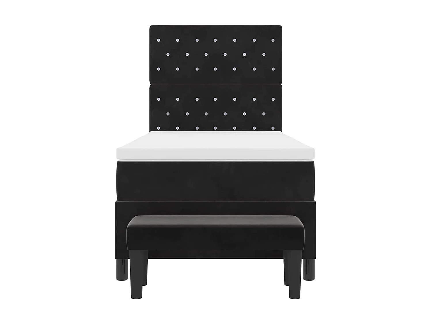 Letto a molle con materasso Nero 100 x 200 cm Velluto