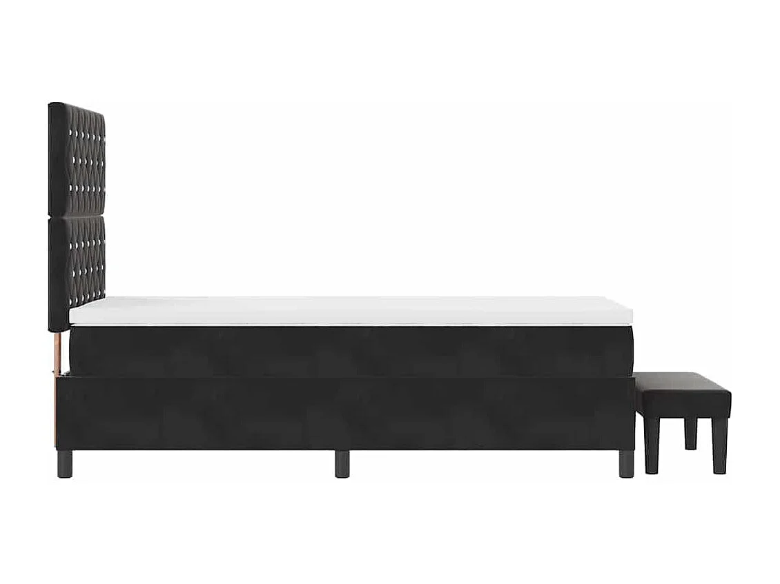 Letto a molle con materasso Nero 100 x 200 cm Velluto