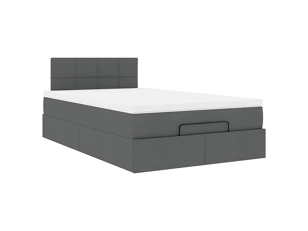 Pouf Letto con Materasso e LED Grigio Scuro 120x190 cm Tessuto