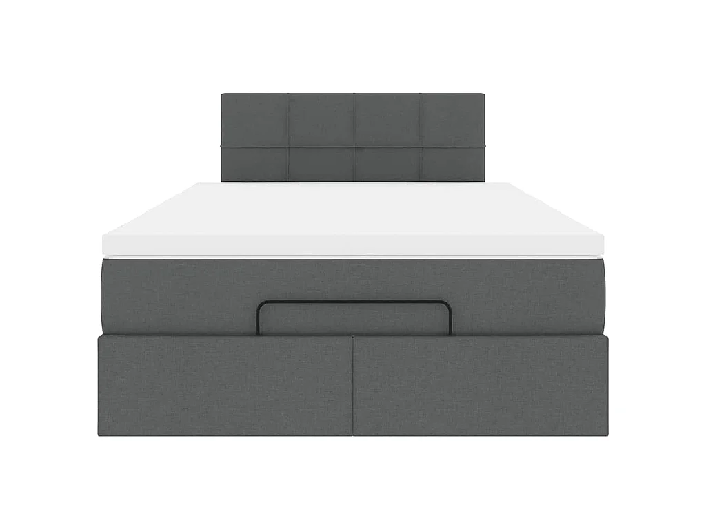 Pouf Letto con Materasso e LED Grigio Scuro 120x190 cm Tessuto