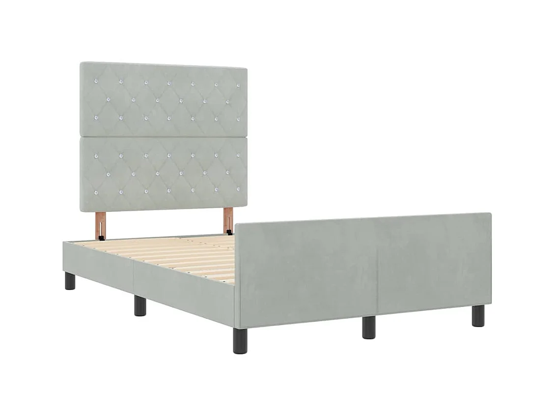 Cadre de lit avec tête de lit Gris clair 120 x 200 cm Velours