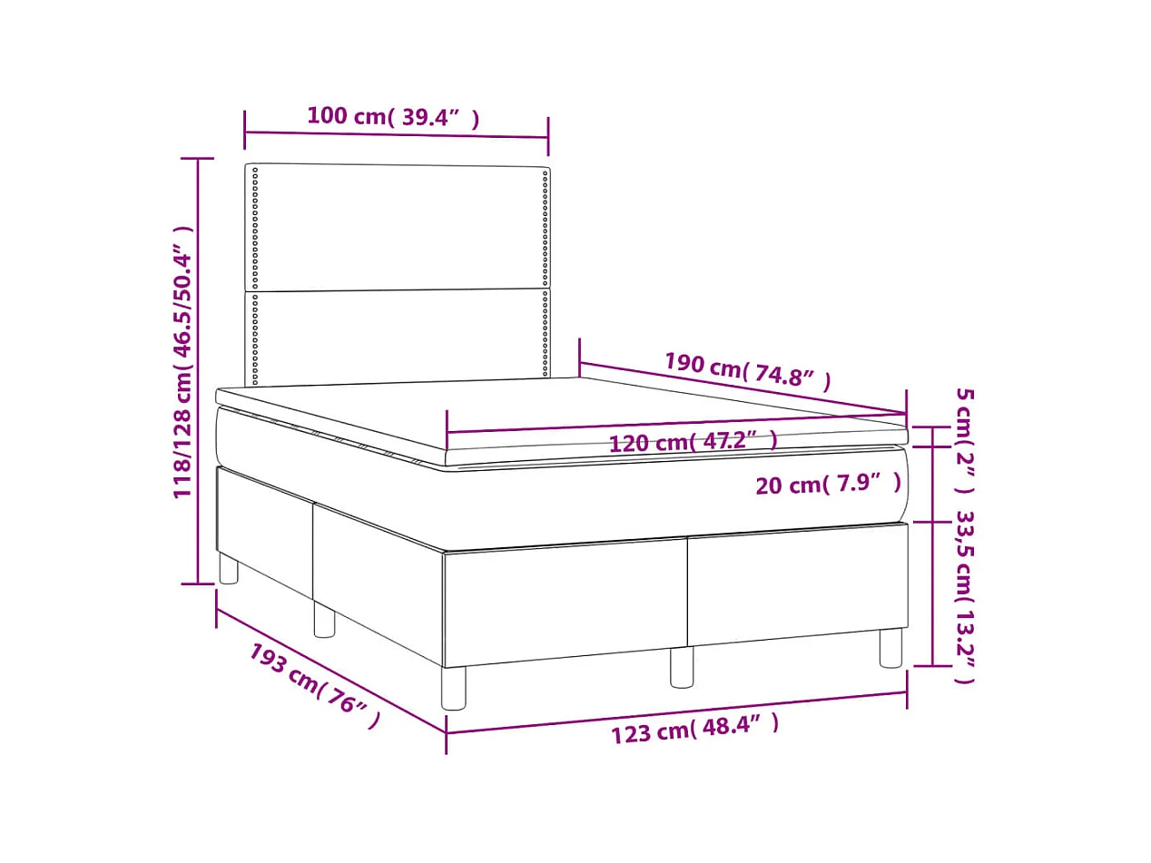 Sommier à lattes de lit avec matelas bleu 120x190 cm tissu