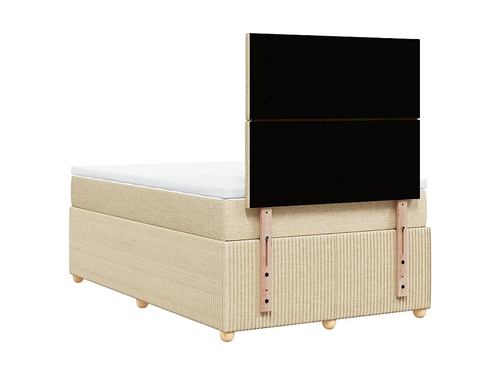 Sommier à lattes de lit avec matelas Crème 120x200 cm Tissu