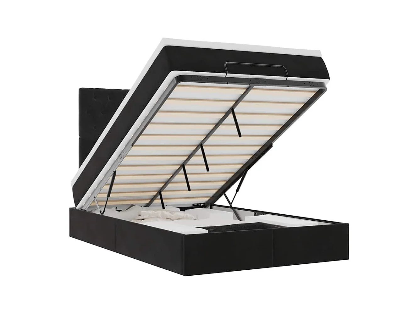 Cadre de lit ottoman avec matelas noir 120x190 cm velours