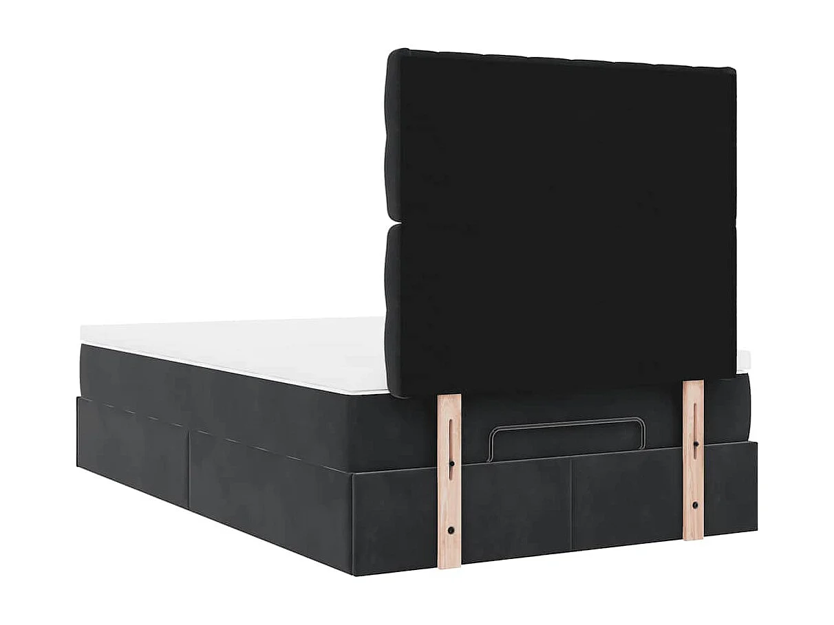 Cadre de lit ottoman avec matelas noir 120x190 cm velours