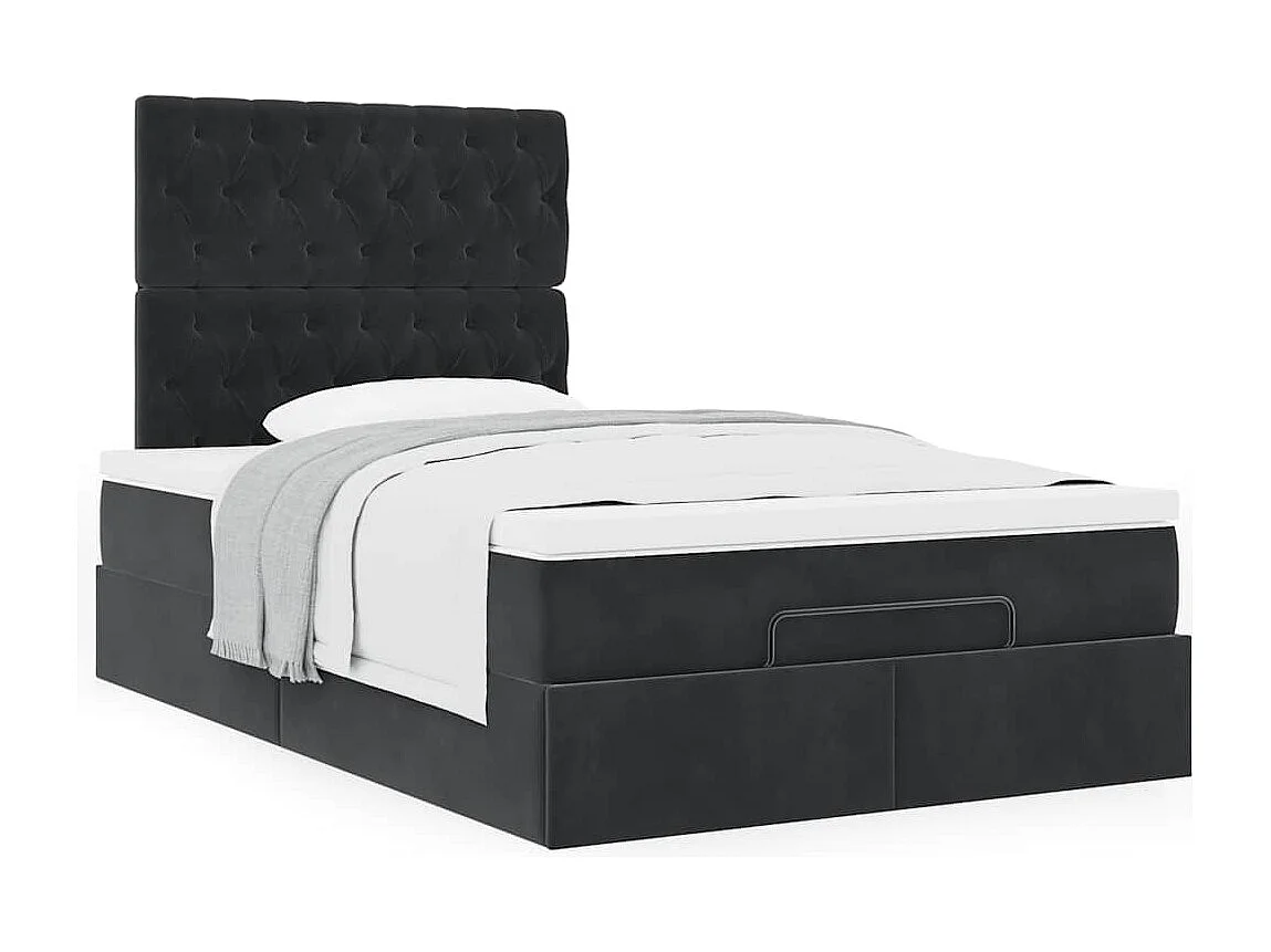 Cadre de lit ottoman avec matelas noir 120x190 cm velours