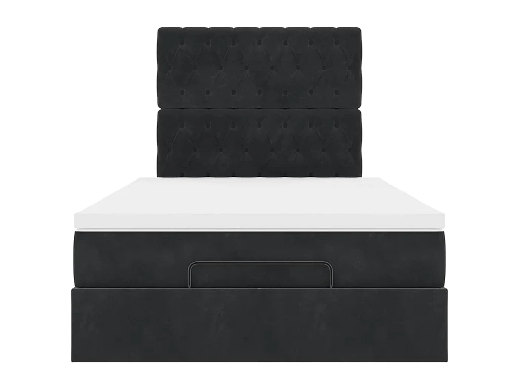 Struttura Letto Pouf con Materassi Nero 120x190 cm Velluto
