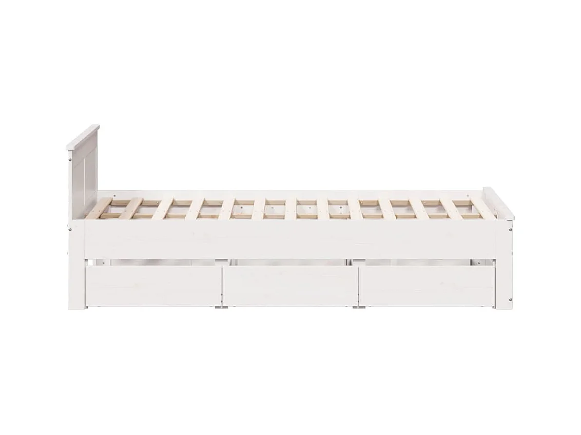 Cadre de lit sans matelas avec tête de lit blanc 120x200 cm pin