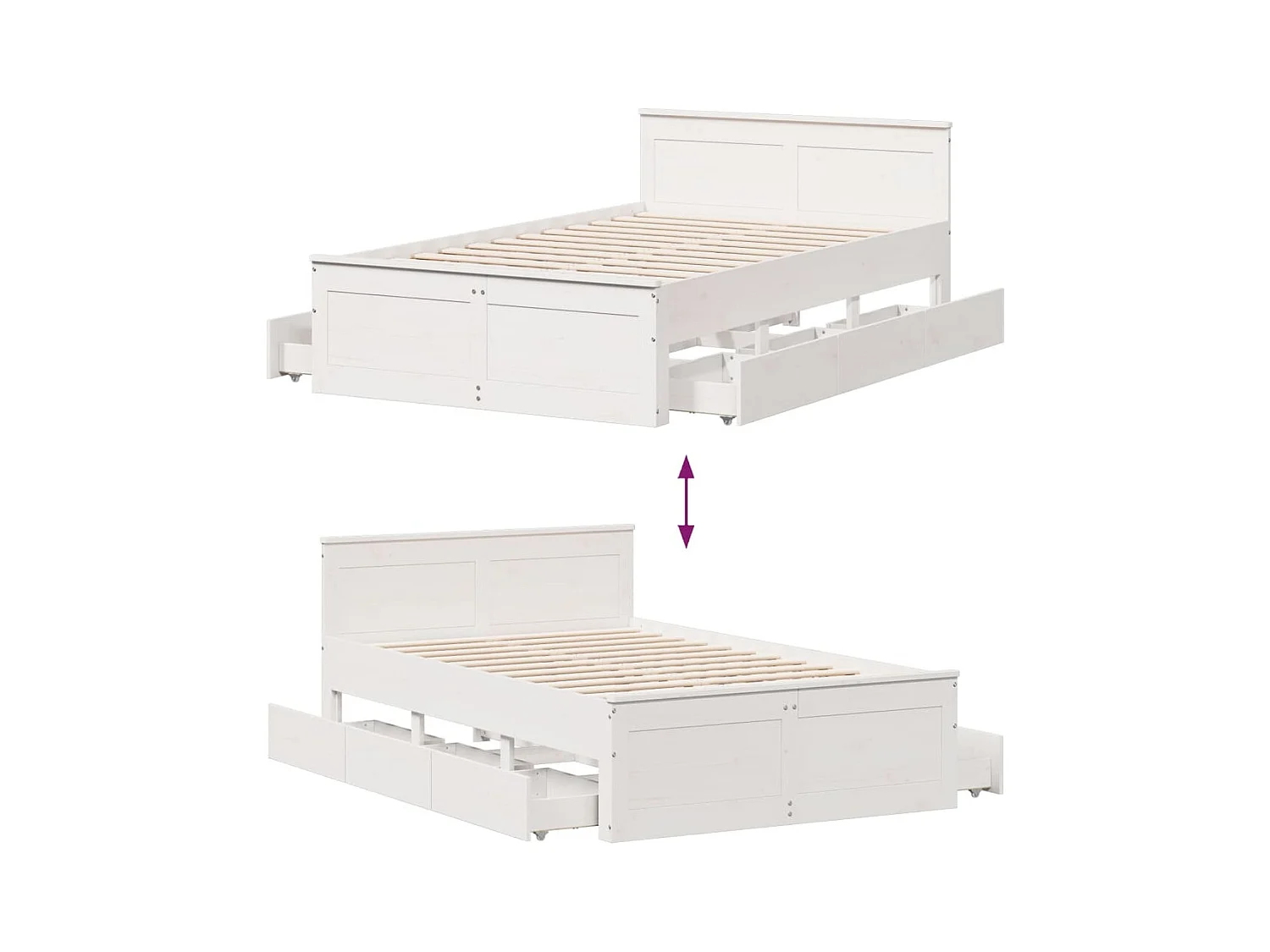 Cadre de lit sans matelas avec tête de lit blanc 120x200 cm pin