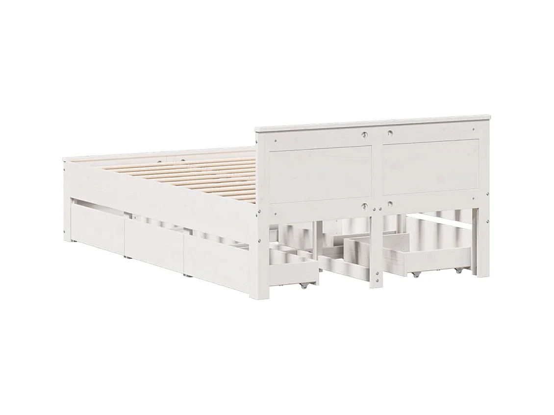 Cadre de lit sans matelas avec tête de lit blanc 120x200 cm pin