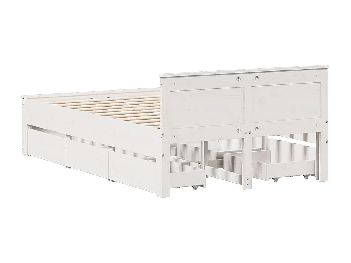 Massivholzbett ohne Matratze mit Kopfteil Weiß 120x200cm Kiefer