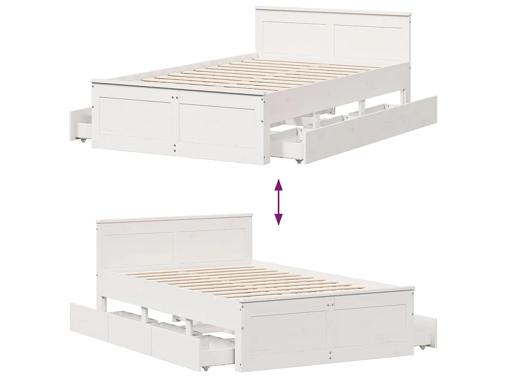 Giroletto senza Materasso con Testata Bianco 120x200 cm Pino