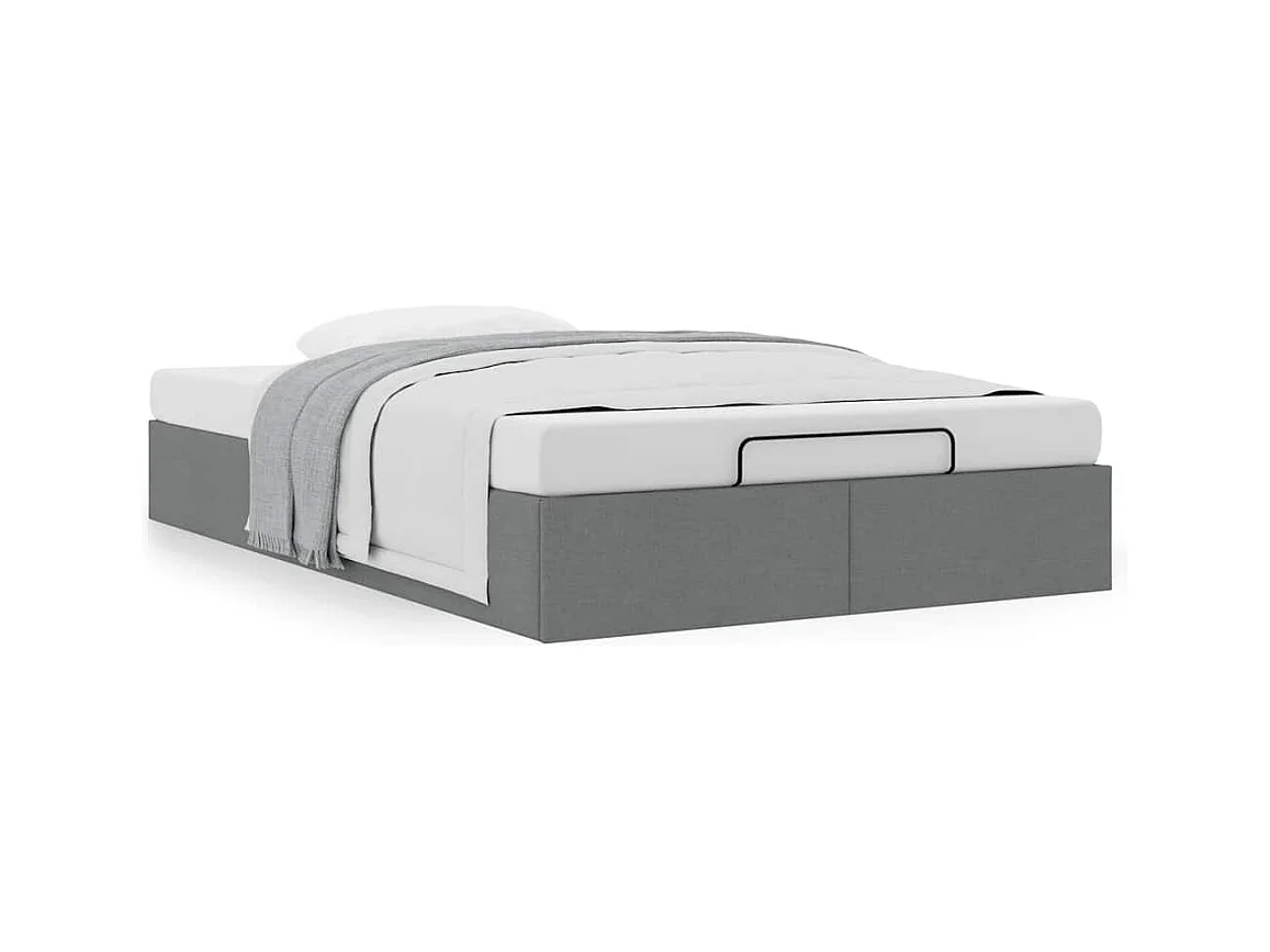 Cadre de lit ottoman sans matelas gris foncé 120x200 cm tissu