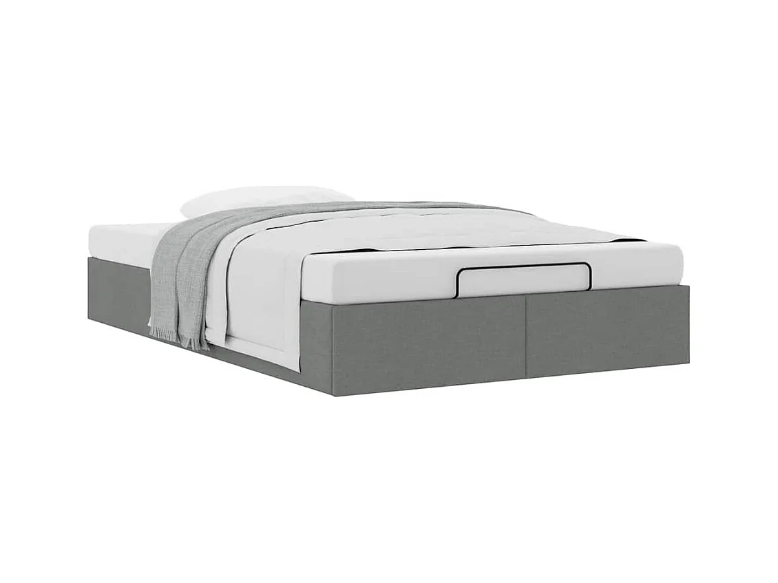 Cadre de lit ottoman sans matelas gris foncé 120x200 cm tissu