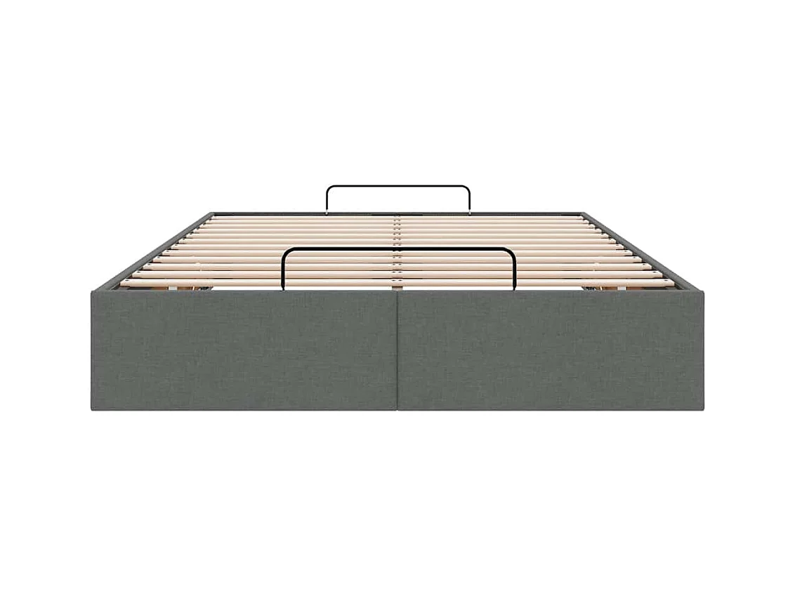 Cadre de lit ottoman sans matelas gris foncé 120x200 cm tissu