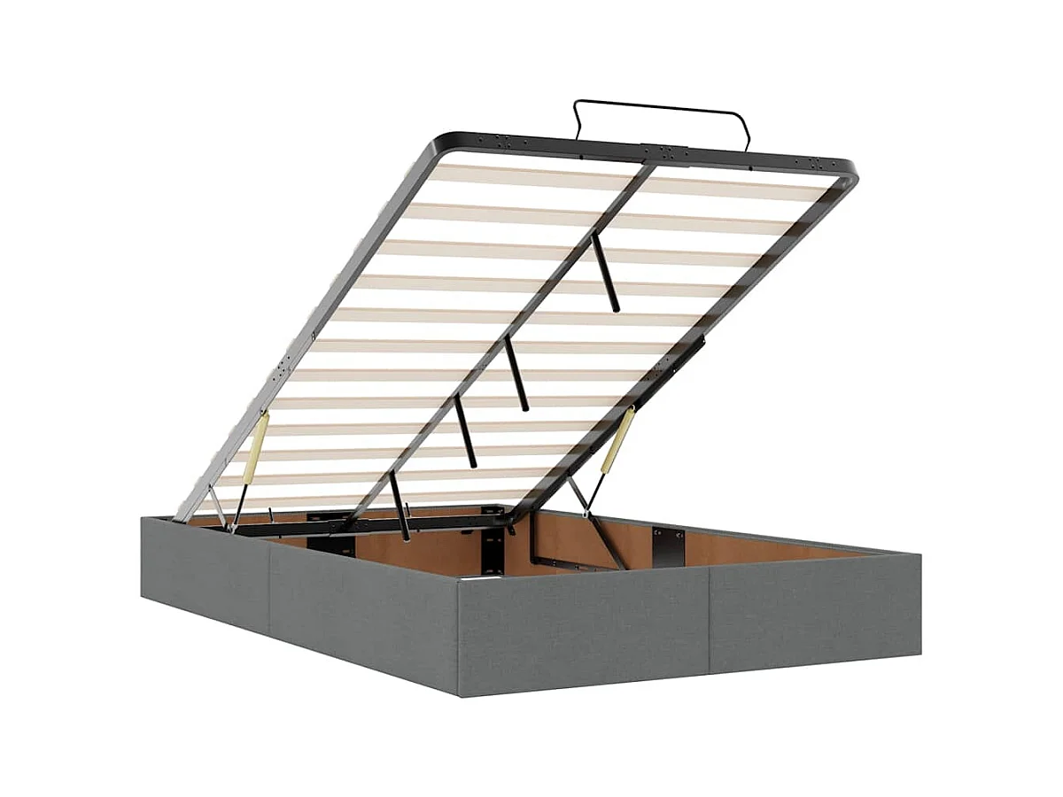 Cadre de lit ottoman sans matelas gris foncé 120x200 cm tissu