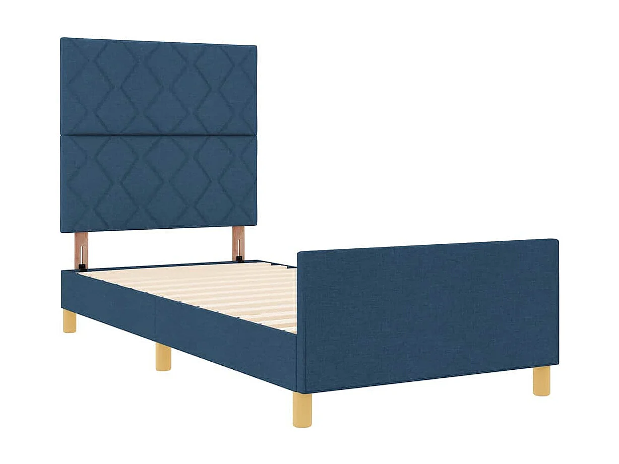 Estructura de cama con cabecera Azul 100 x 200 cm tela