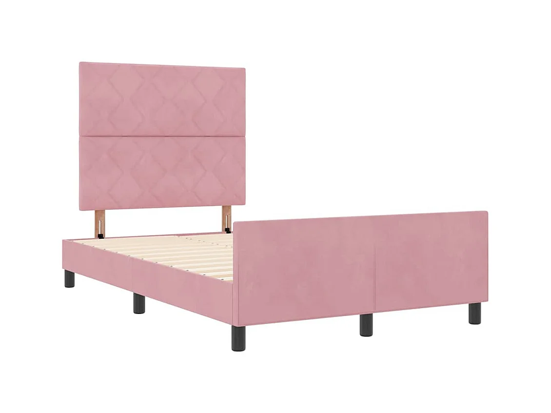 Cadre de lit avec tête de lit Rose 120 x 190 cm Velours