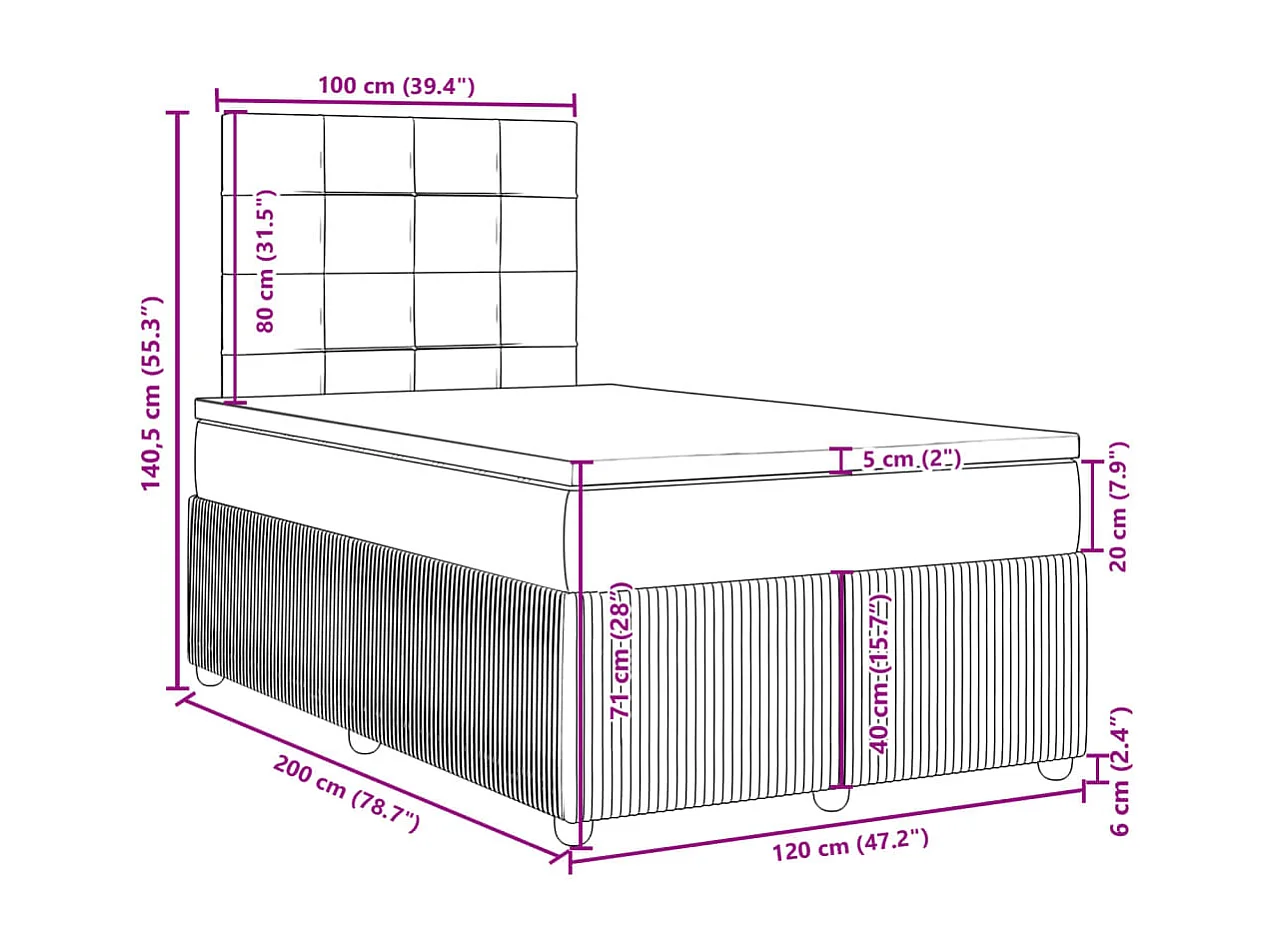 Boxspringbett mit Matratze Creme 120x200 cm Stoff