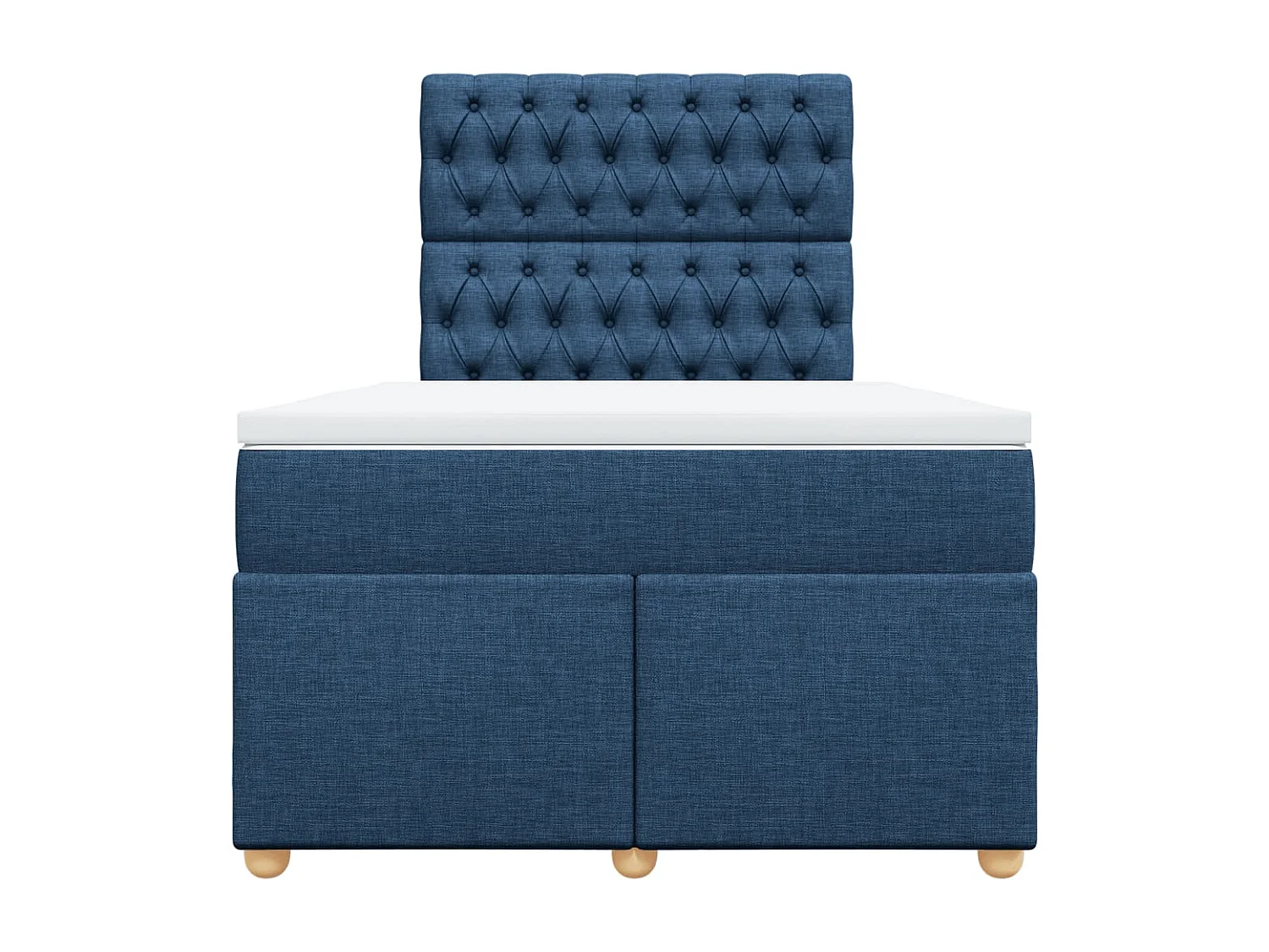 Cama box spring con colchón tela azul 120x190 cm