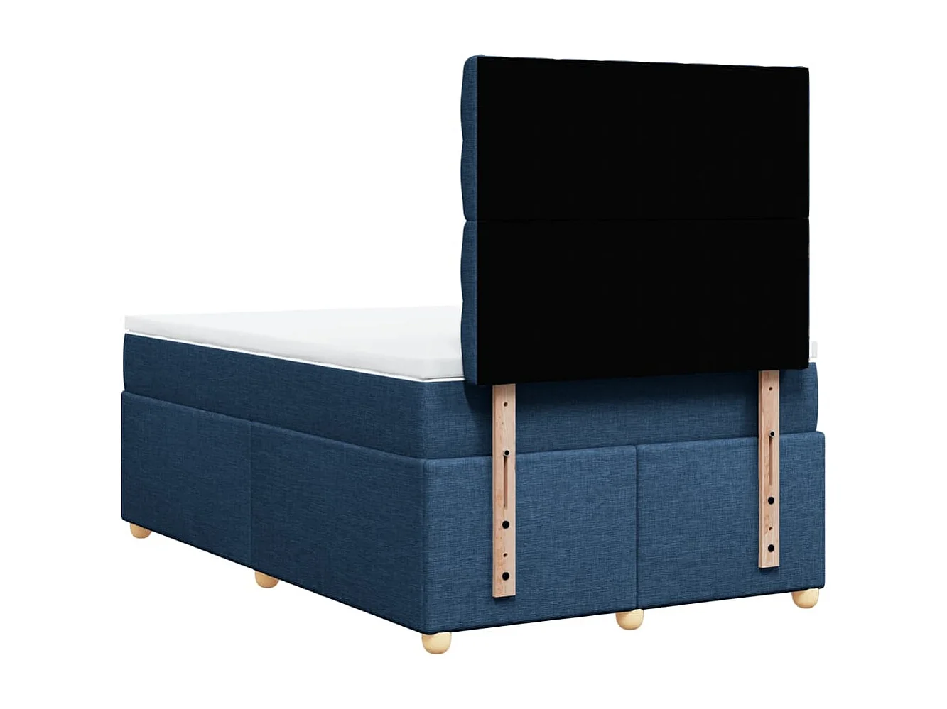 Cama box spring con colchón tela azul 120x190 cm