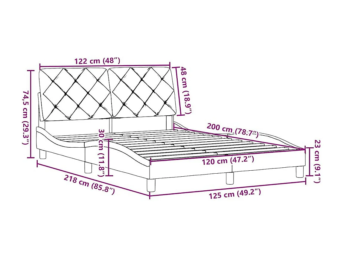 Bettgestell ohne Matratze Schwarz 120x200 cm Stoff