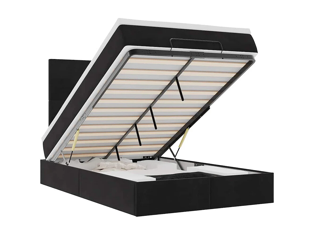 Ottoman-Bett mit Matratzen Schwarz 120x190 cm Samt