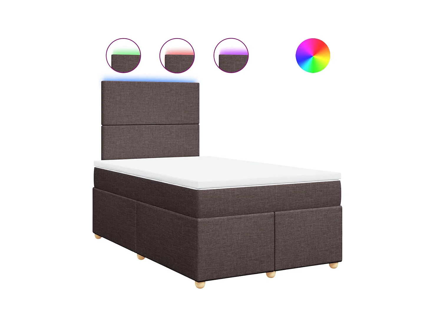 Sommier à lattes de lit et matelas marron foncé 120x190cm tissu