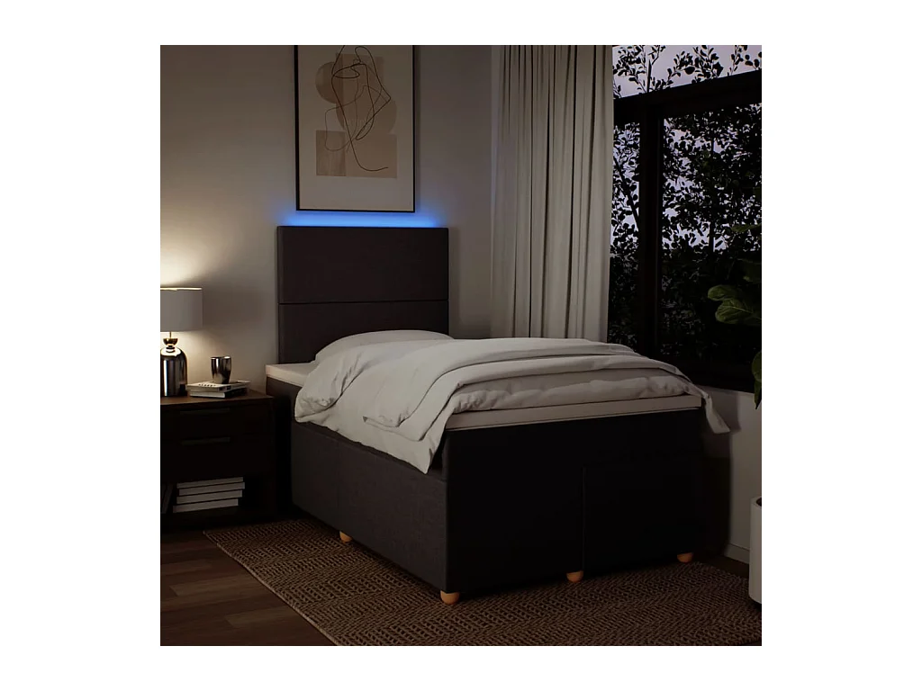 Sommier à lattes de lit et matelas marron foncé 120x190cm tissu