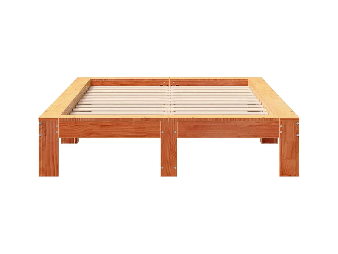 Cadre de lit sans matelas cire marron 120x190cm bois pin massif