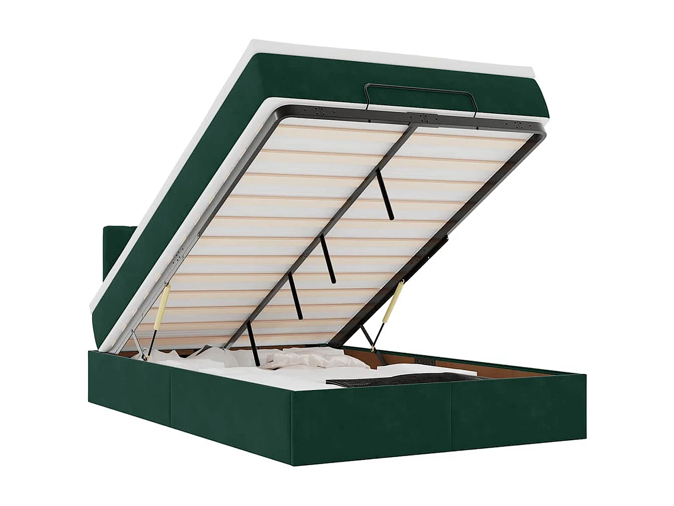 Ottoman bed met matras en LED's 120x200cm fluweel donkergroen