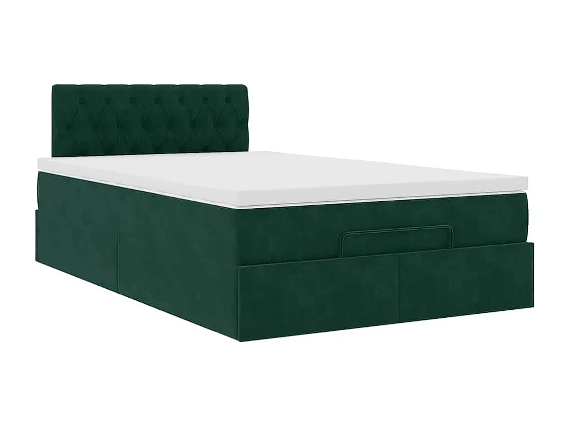 Ottoman bed met matras en LED's 120x200cm fluweel donkergroen