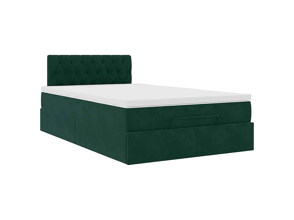 Ottoman bed met matras en LED's 120x200cm fluweel donkergroen