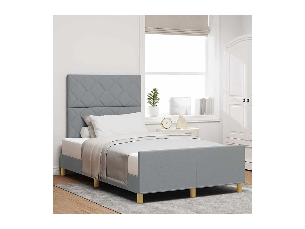 Cadre de lit avec tête de lit Gris clair 120 x 190 cm tissu