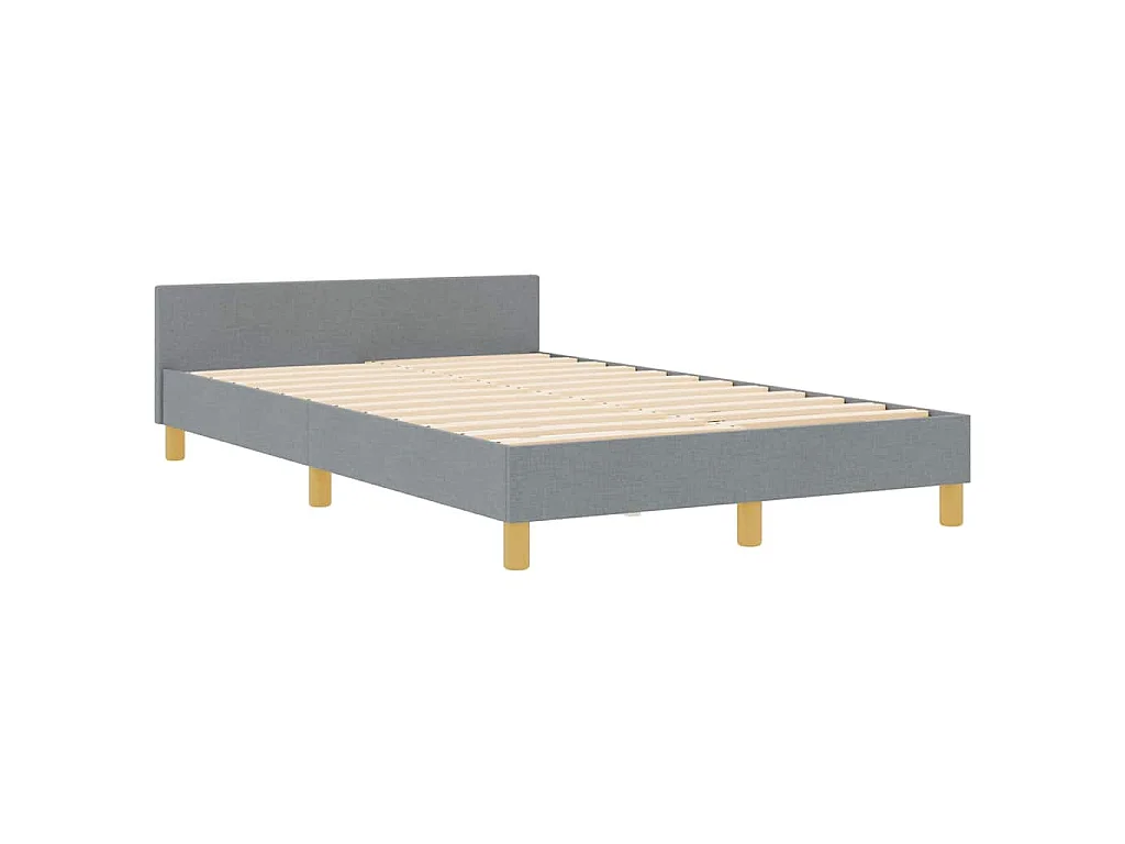 Bettgestell mit Kopfteil Hellgrau 120 x 190 cm Stoff