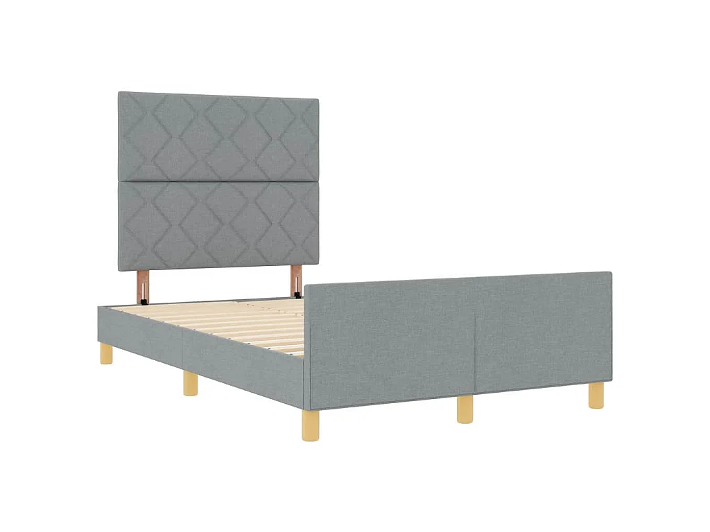 Bettgestell mit Kopfteil Hellgrau 120 x 190 cm Stoff