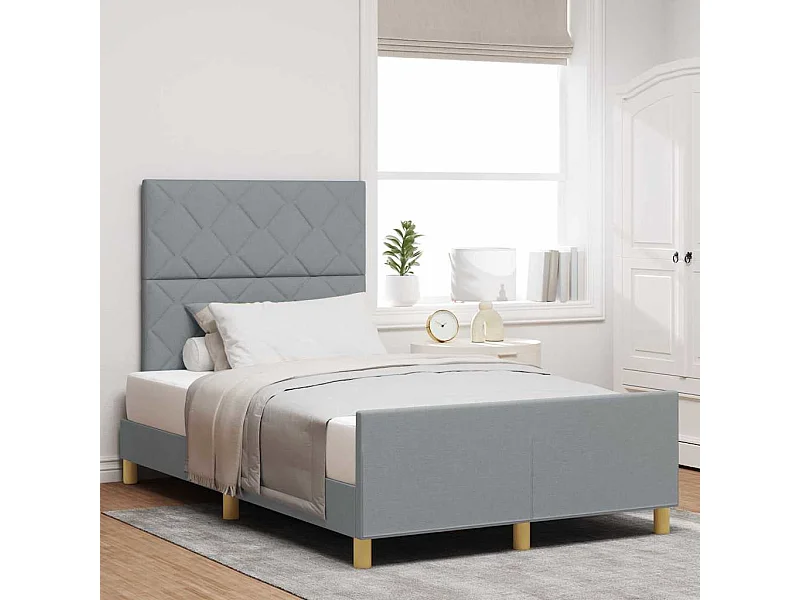 Bedframe met hoofdeinde Lichtgrijs 120 x 190 cm Stof