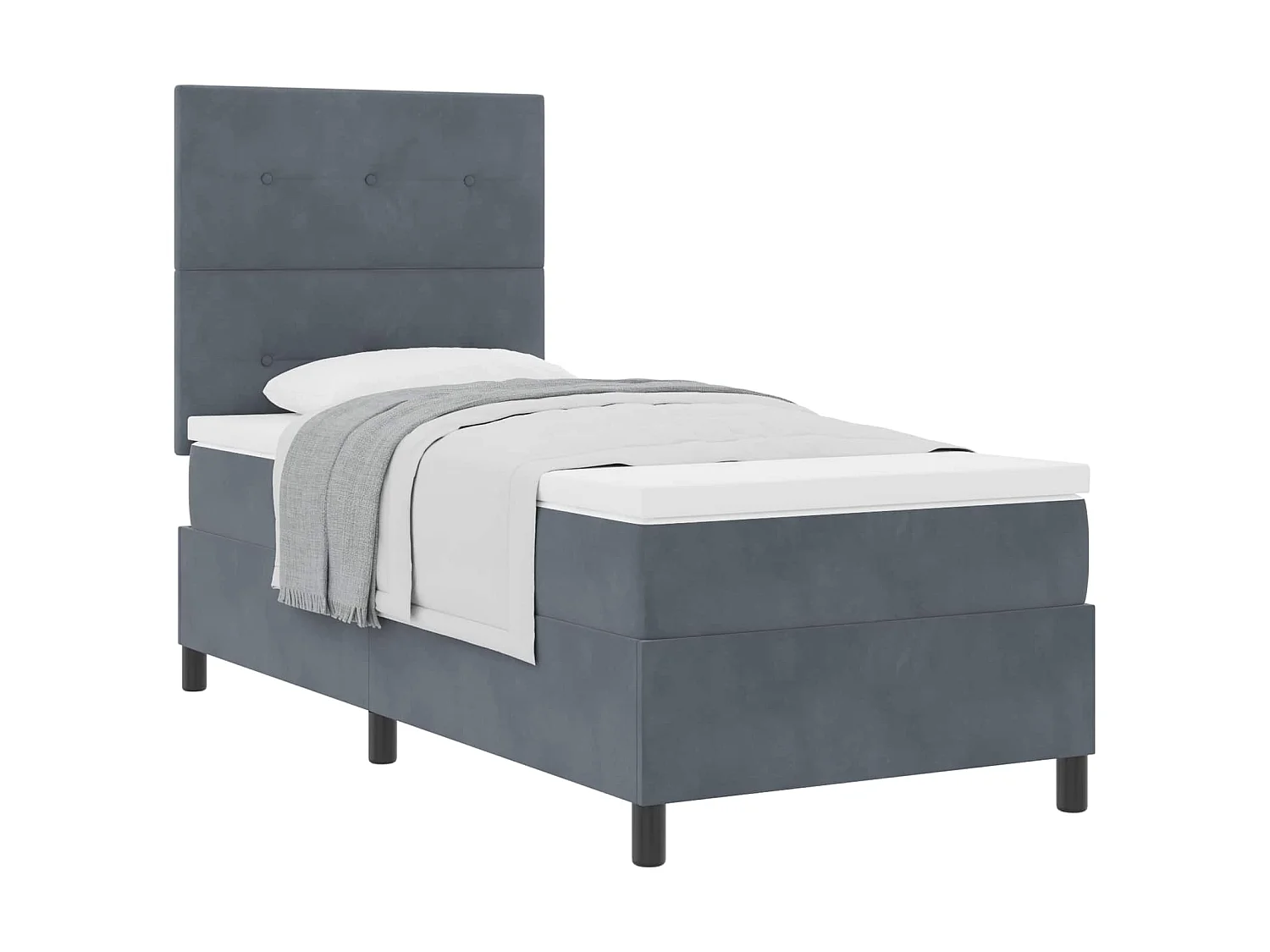 Letto a molle con testiera Grigio scuro 100 x 200 cm Velluto