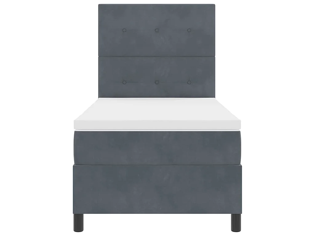 Letto a molle con testiera Grigio scuro 100 x 200 cm Velluto