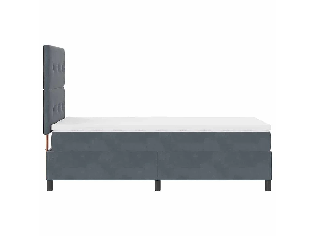 Letto a molle con testiera Grigio scuro 100 x 200 cm Velluto